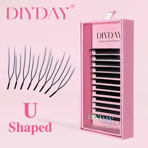 DIYDAY U-shaped YY Eyelash Extension Premium PBT Double Layer U Sahpe YY Lashes Ultra Soft Featherlight False Mink Eyelashes