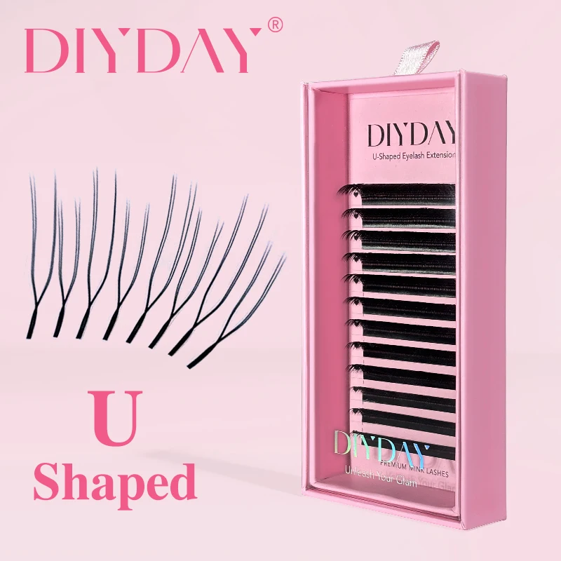 DIYDAY U-รูป YY Eyelash EXTENSION Premium PBT Double Layer U Sahpe YY Lashes Ultra Soft Featherlight False Mink Eyelashes