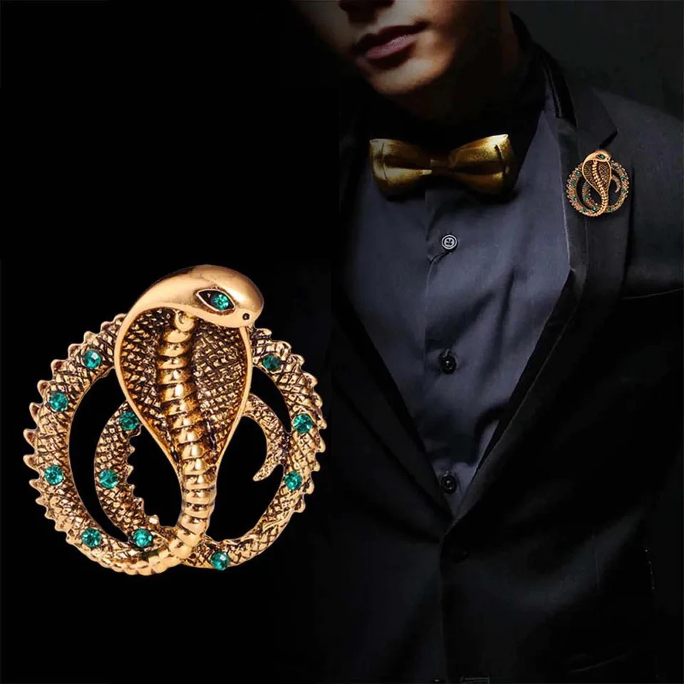 Fashion Vintage Creative Snake Brooch For Women Accessories Retro Crystal Animal Brooches Pins Lady Clothing Suit Jewelry