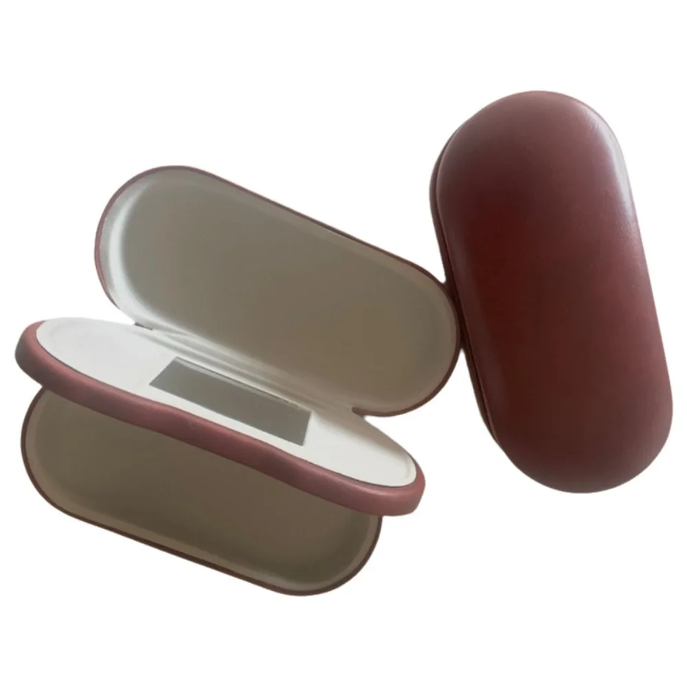 

Portable Shockproof Dual Layered Eyewear Box Luxury Built-in Mirror Leather Eyewear Case PU Hardshell Eyewear Case Daily Storage