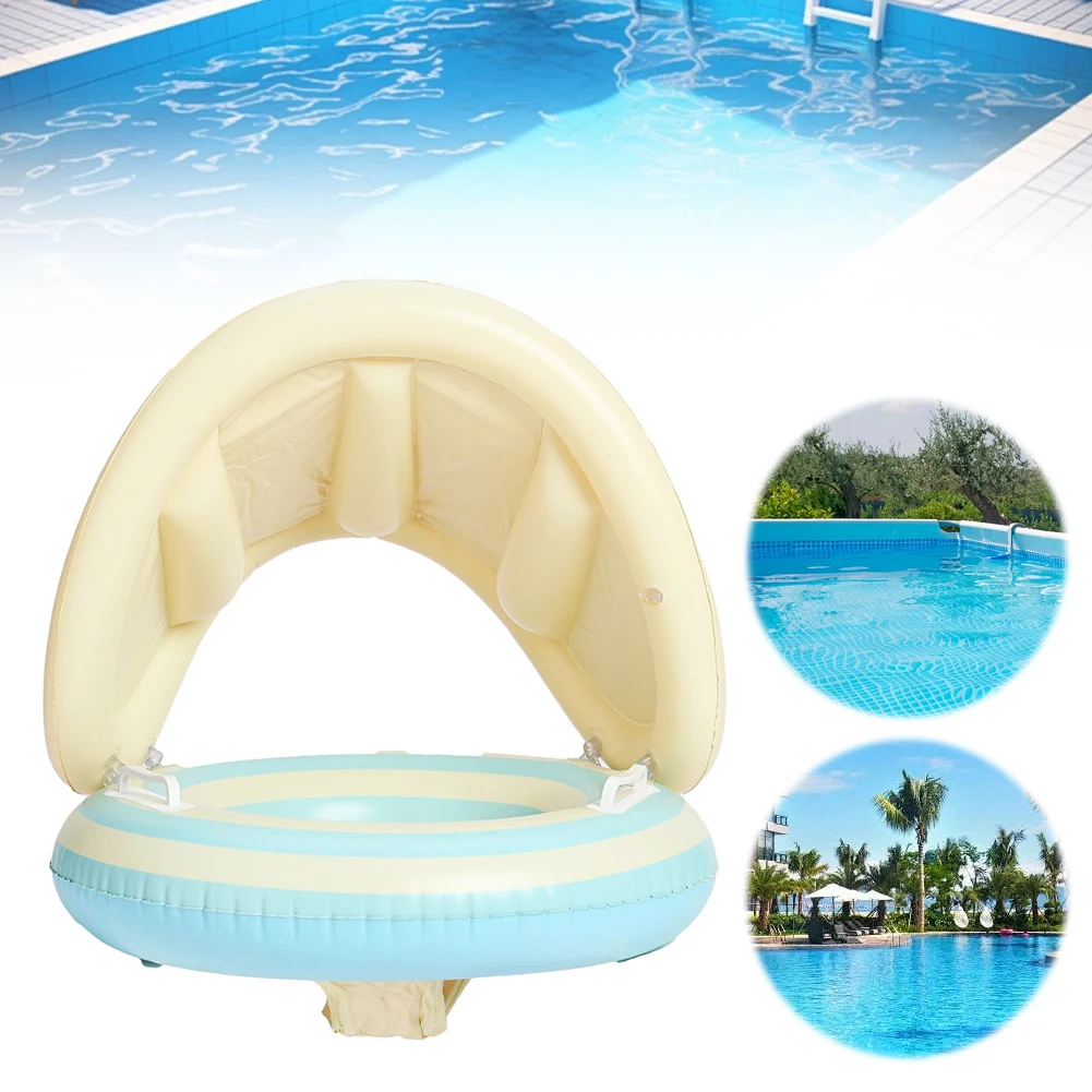 

Baby Swimming Ring Inflatable Swim Ring with Detachable Sunshade Kids Seat Ring Leakproof Baby Pool for Kids Toddlers