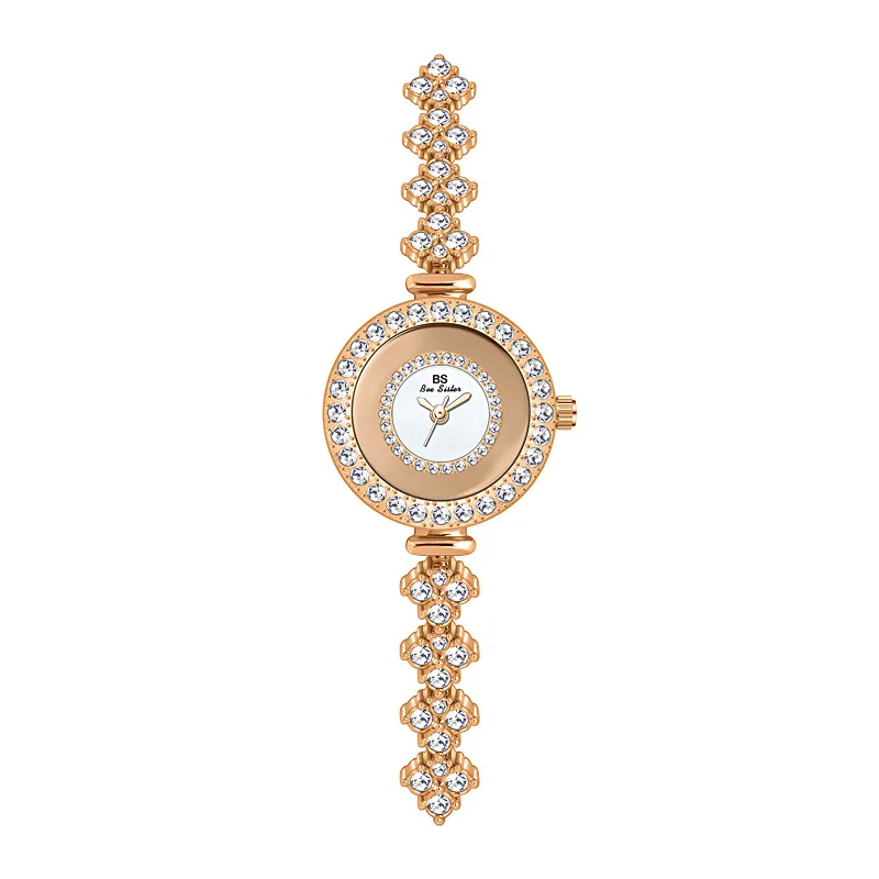 Luxury Lady Diamond Stone Dress Watch Hot Sale Stainless Steel Crystal Quartz Transparent Dial Chic Watch Montre Femme