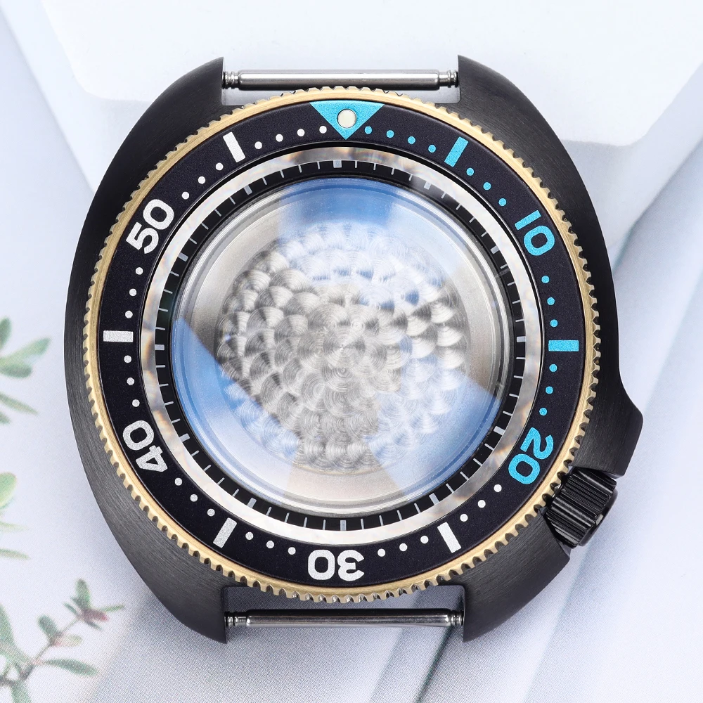 44mm Luxury Watch Case With Chapter Ring For Mod Tuna Mouth SKX6105 Seiko NH34 NH35 NH36 NH38 Movement 28.5mmDial Sapphire Glass