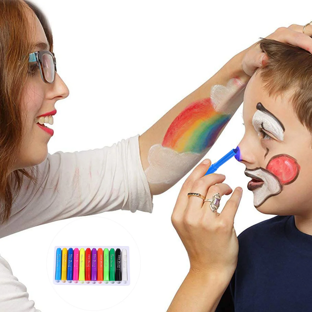 

12Pcs Temporary Body Painting Pens Face Painting Crayons for Halloween Party Creative Cosplay Face Paint Safe Washable