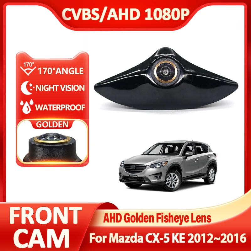 Golden Vehicle Front Side View Camera CCD FishEye Lens Night Vision Waterproof For Mazda Cx5 CX-5 KE 2012~2015 2016 Accessories