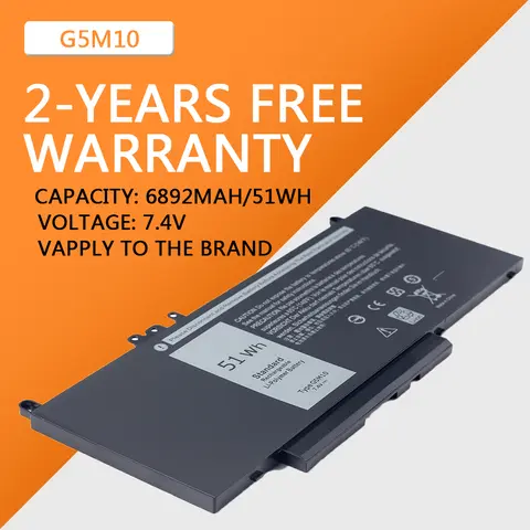 G5M10 Laptop Battery For Dell Latitude E5250 E5450 E5550 7.4V 51WH