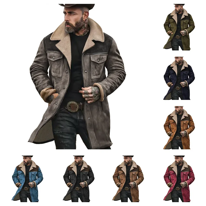 

Мужская осенне-зимняя замшевая куртка на молнии с множеством карманов, цветная, утепленная, для повседневной носки, ветрозащитная, повседневная верхняя одежда