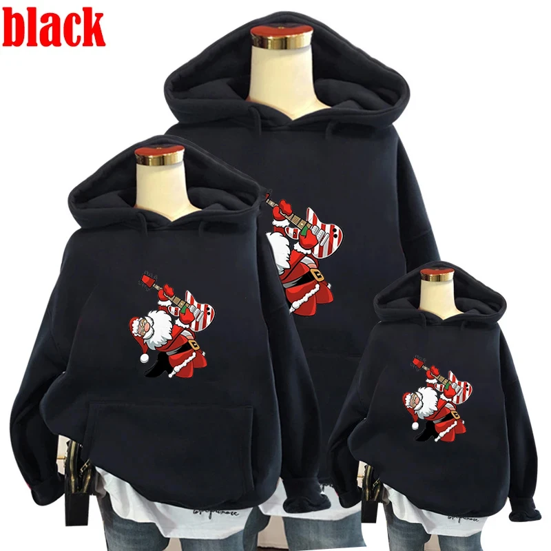 Christmas Family Warm Lovers Hoodie Sweater Adult Kids Clothes Street Matching Couple Cartoon Santa Claus Pullover Outfits