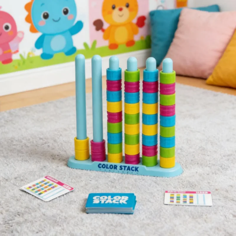 Color Stack Challenge Board Game Stack & Swap Colors for Solo & Race Play, Perfect Family Game toys for Kids Adults