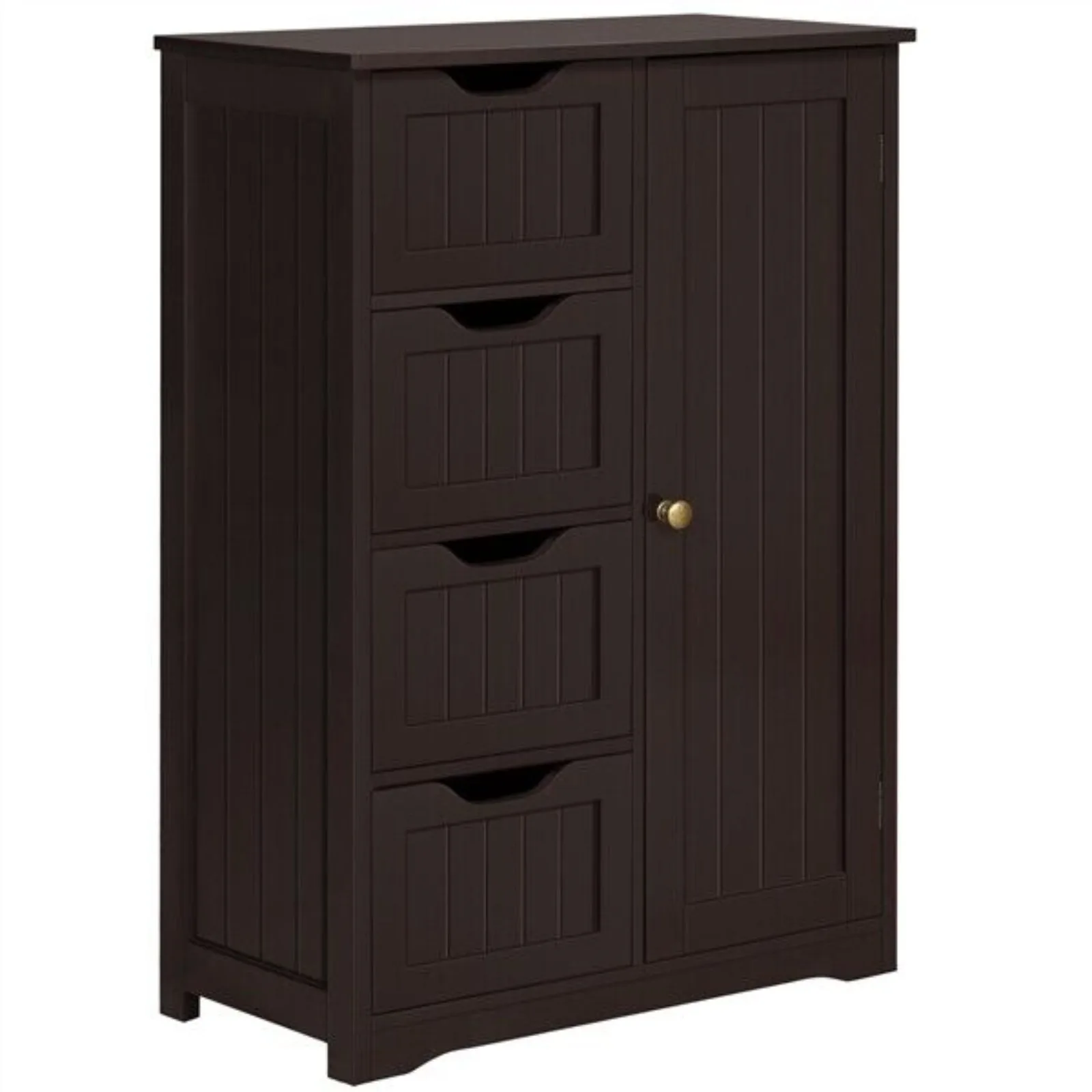 

Bathroom Floor Cabinet with 4 Drawers & Cupboard,Free Standing Storage Organizer United States