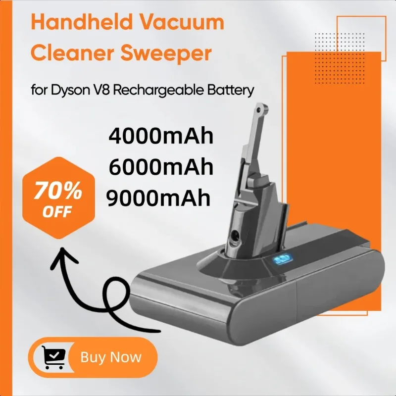 

New 4000mAh/6000mAh/9000mAh 21.6V for Dyson V8 Rechargeable Battery Handheld Vacuum Cleaner Sweeper