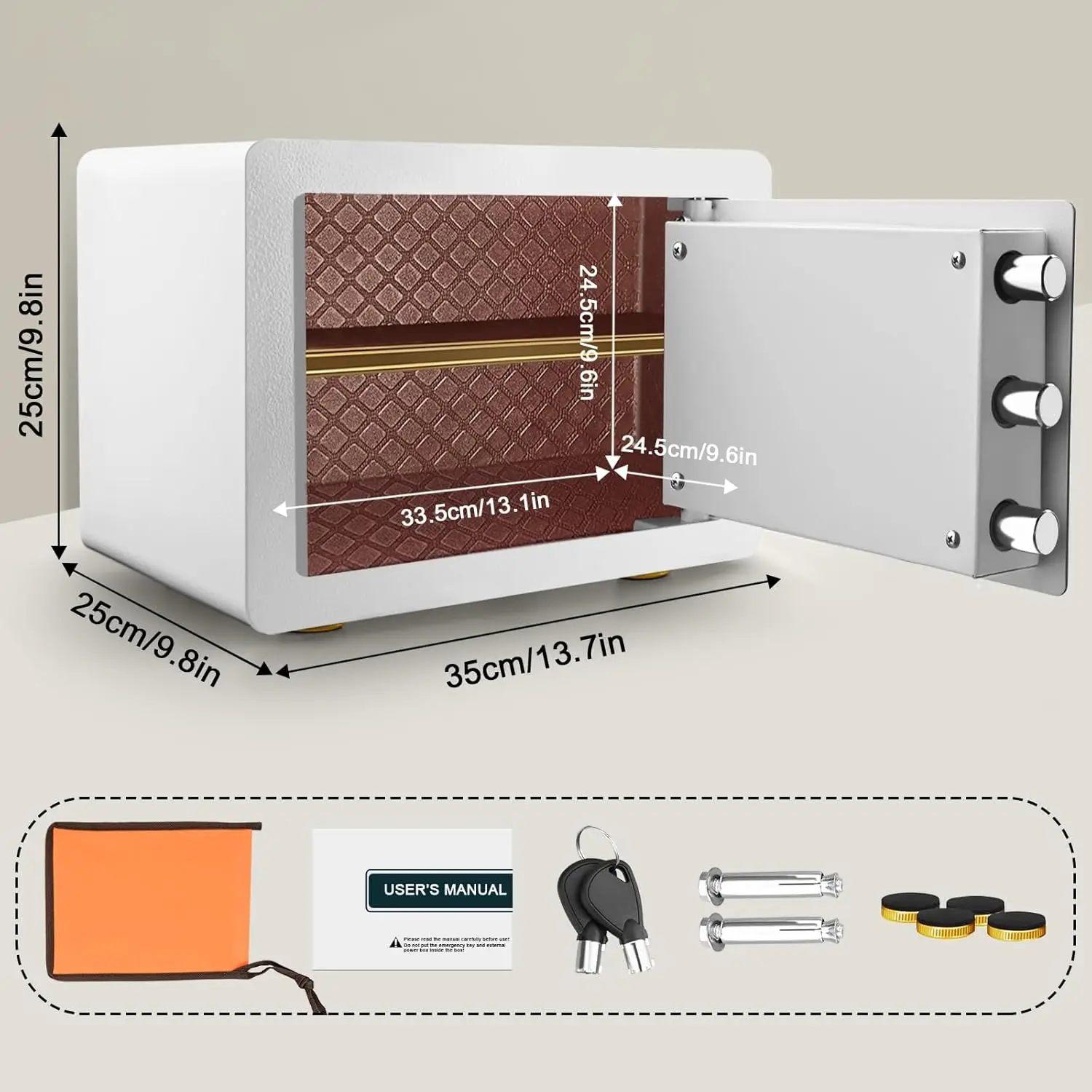 Fireproof Safe Box with Digital Keypad Lock, 1.28 Cubic Feet Security Safe with Removable Shelf, Keys, External Battery Box for