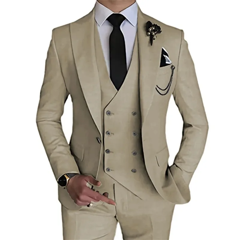 

Luxury Full Men's Suit 2023 New in 3 Pcs Set Leisure Boutique Business Solid Color Slim Formal Elegant Wedding Pants Sets