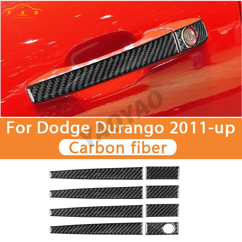 

Car Exterior Door Handle Panel Trim Cover Decor Sticker Interior Decoration For Dodge Durango 2011-up Accessories Carbon Fiber