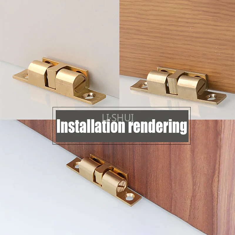 1PCS 40-70mm Brass Cabinet Door Catches Adjustable Copper Double Spring Steel Ball Catch Furniture Door Latch Door Stoppers