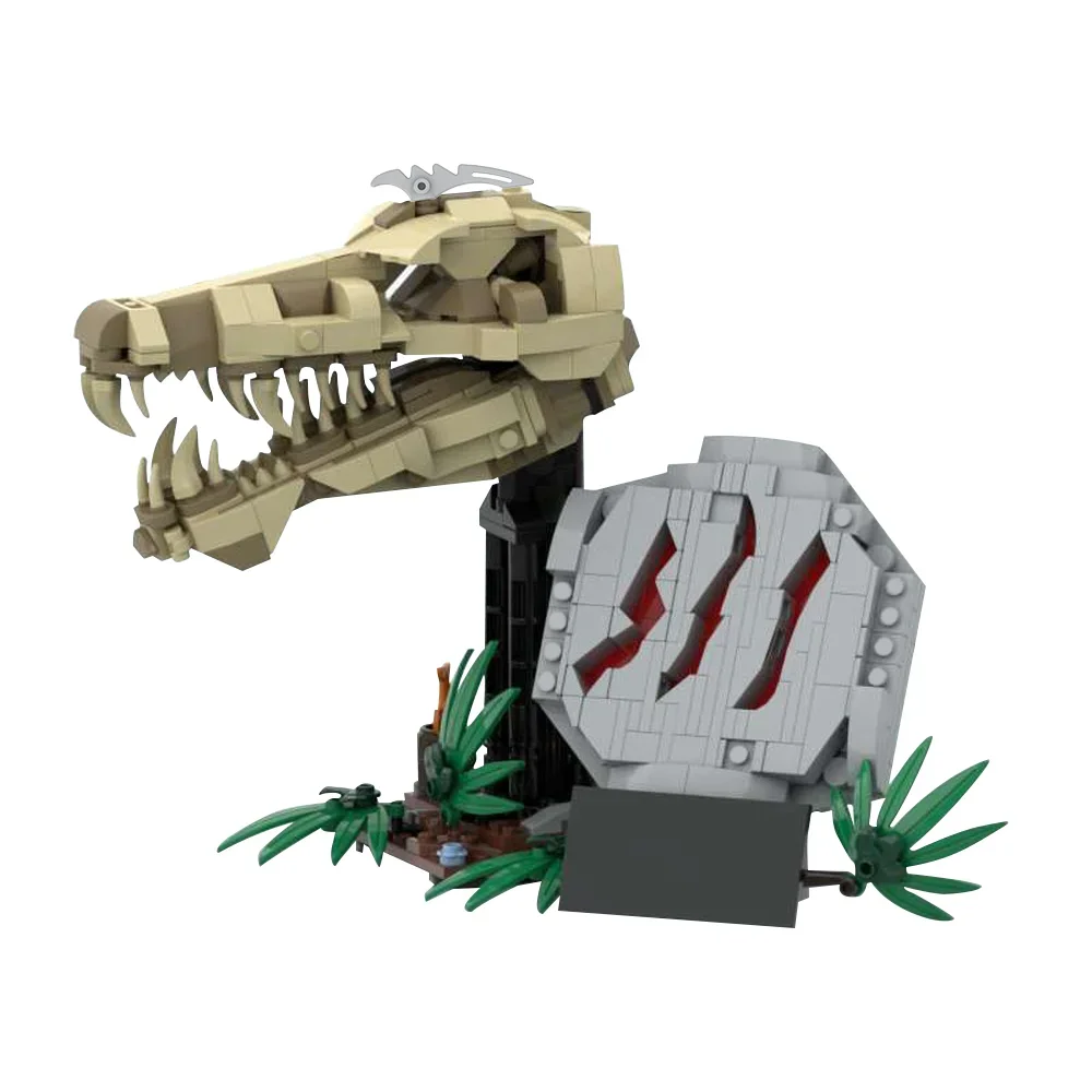 MOC Dinosaur Park Dinosaur Fossils Spinosaurus Model Building Blocks T.rex Skull 76964 Rancor Skeleton Fossils Bricks Kids Toy