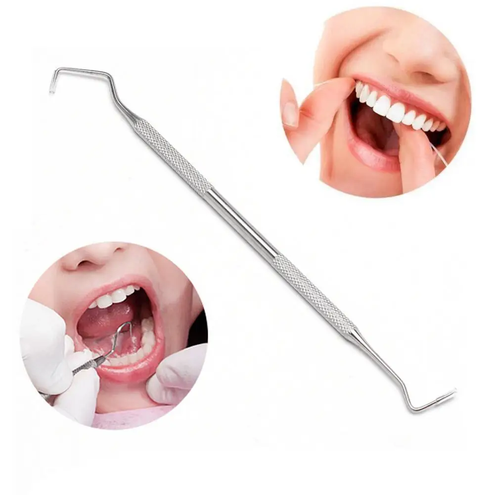 Herramienta escaladora Dental de acero inoxidable, Herramientas de limpieza de dentista, limpiador de dientes de azada de Hoz de doble sonda, suministros de cuidado Dental