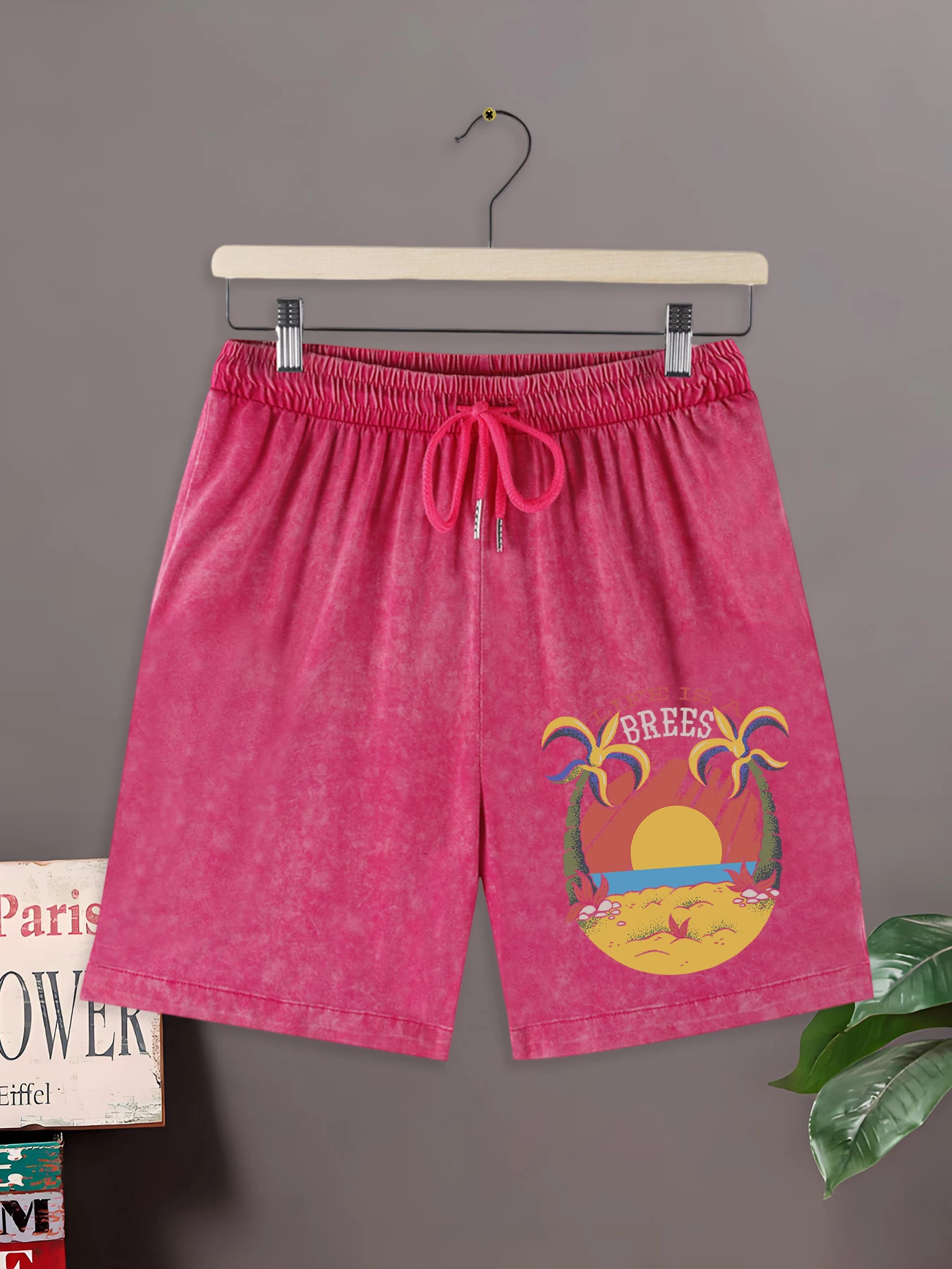 

Life Is A Brees Print Summer Washed Youthful Pants Men Basics Cotton Bottom Hip Hop Street Sportpants Loose Basic Shorts Unisex