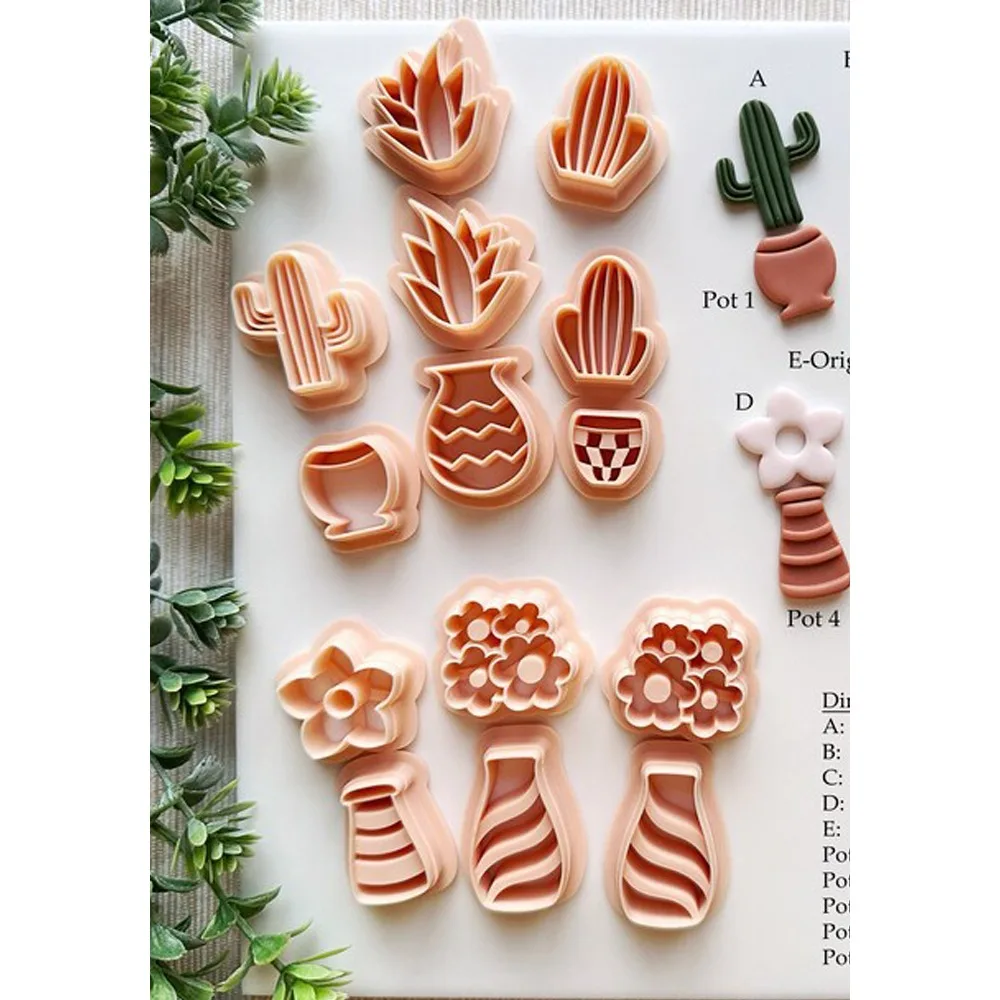 

14 шт. мини тропические растения в горшке резак для полимерной глины DIY серьги брошь форма для резки ювелирных изделий керамика керамический инструмент
