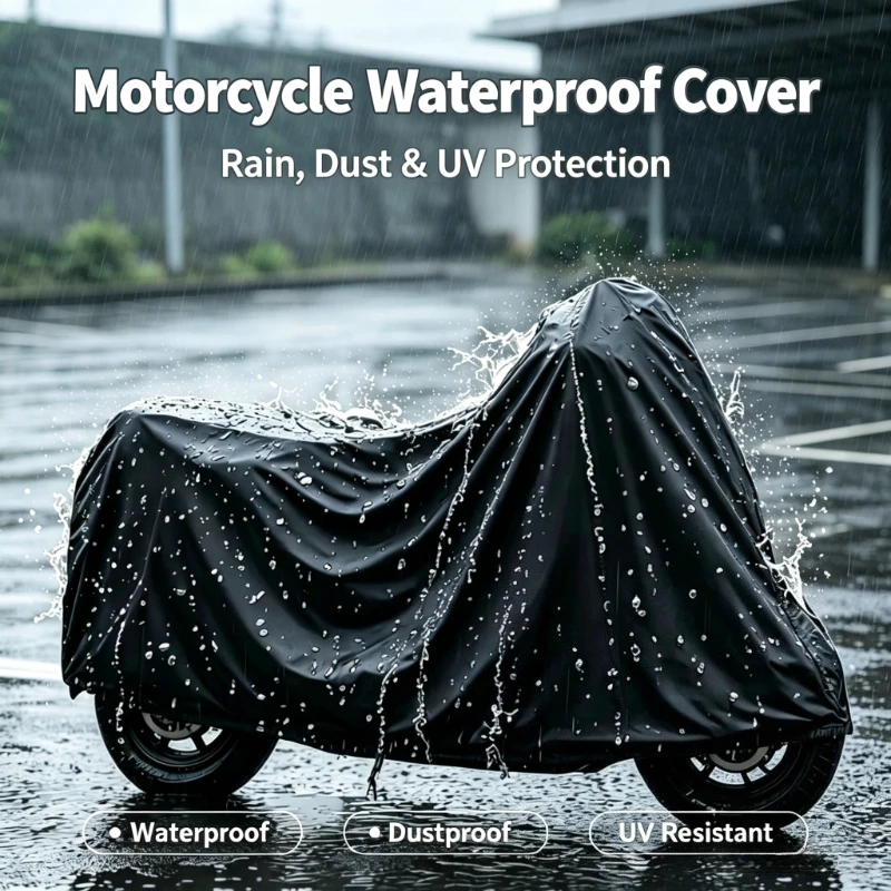 PEVA Thickened Waterproof Motorcycle Rain Cover Full Coverage Sunproof Dustproof Protective Cover for E-bike Scooter Bicycle ATV