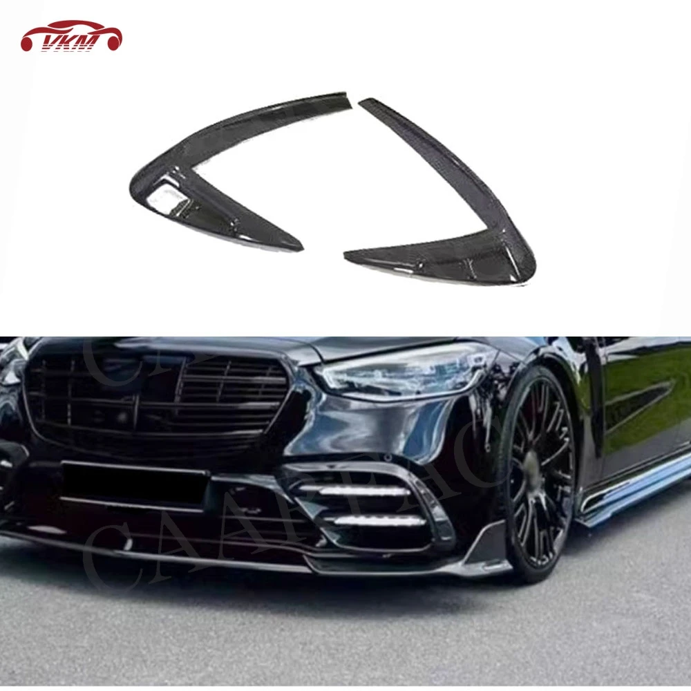 

Carbon Fiber Front Fog Lamp Air Vent Trims Knife Strips for Benz S Class W223 S450 S500 Sport 2021 2022 2023 FRP Body Kits