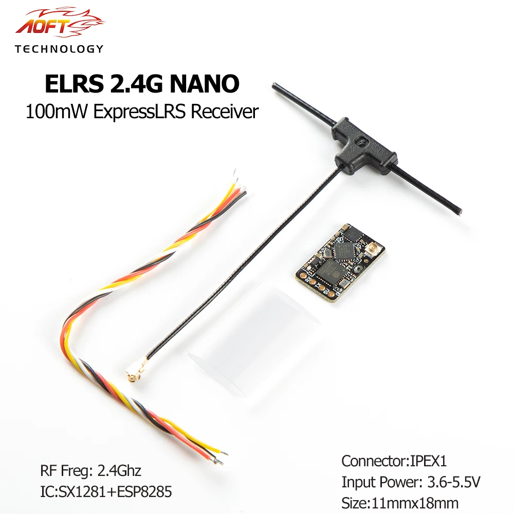 

Приемник ELRS 2,4 ГГц NANO 100 МВт ExpressLRS SX1281 + ESP8285 RX с антенной Т-типа для RC FPV гоночного дрона дальнего действия Квадрокоптер