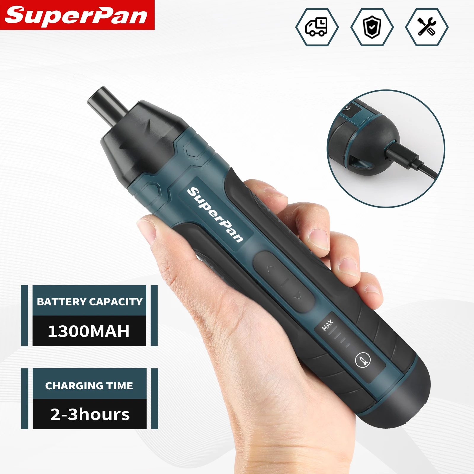 

Mini Cordless Electric Screwdriver 1300mAh Rechargeable 5N.m Adjustable Torque Power Drill Multi-Function Home Repair Tool