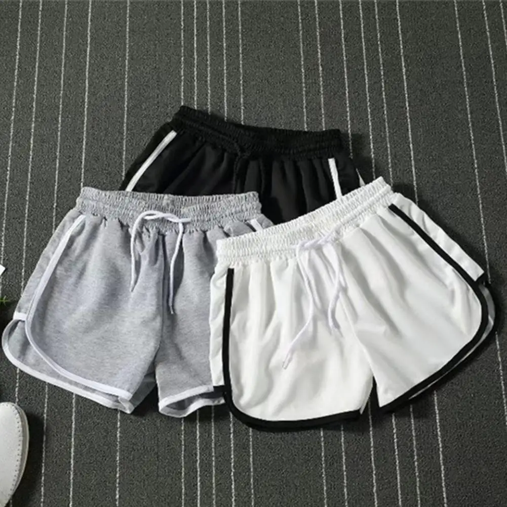 Color Block Men Gym Shorts Drawstring Elastic Waist Color Matching Athletic Shorts Loose Breathable Unisex Yoga Sports Shorts