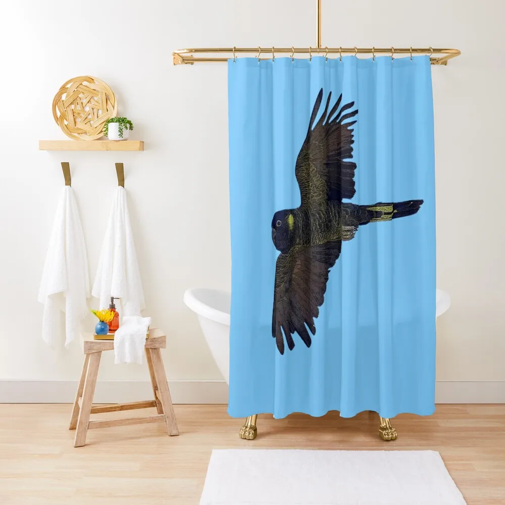 

Yellow Tailed Black Cockatoo Color Design Shower Curtain Shower Set For Bathroom For Bathrooms Curtain