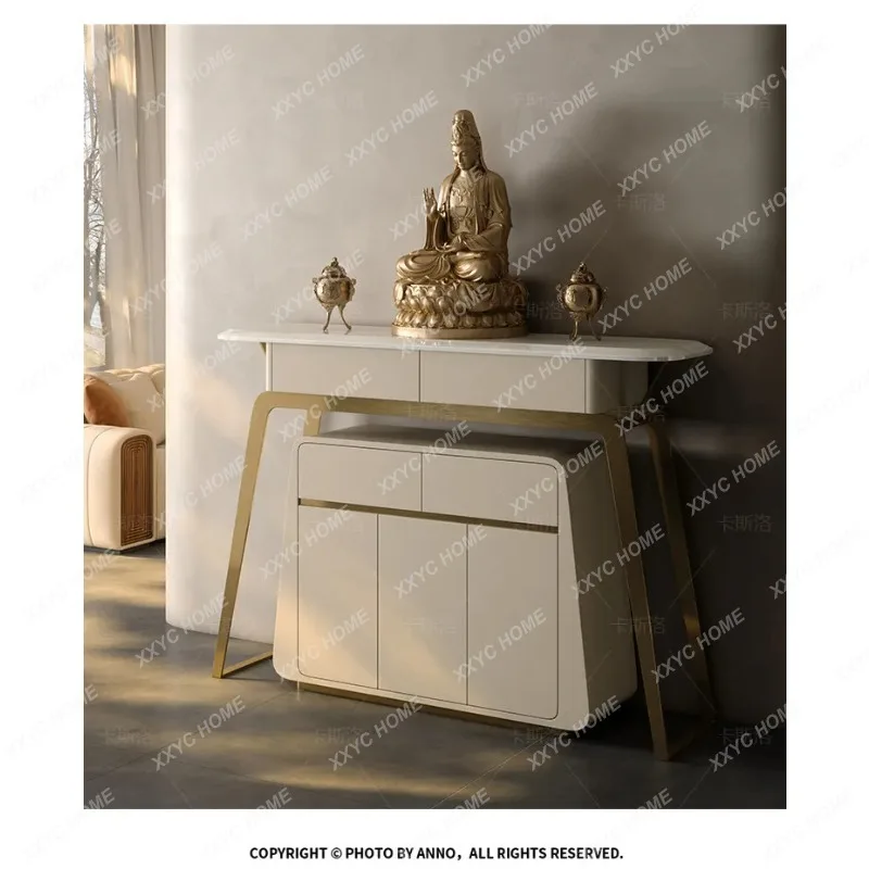 XHousehold shrine simple modern entrance incense candle holderBuddha table light luxury living room natural marble tribute table