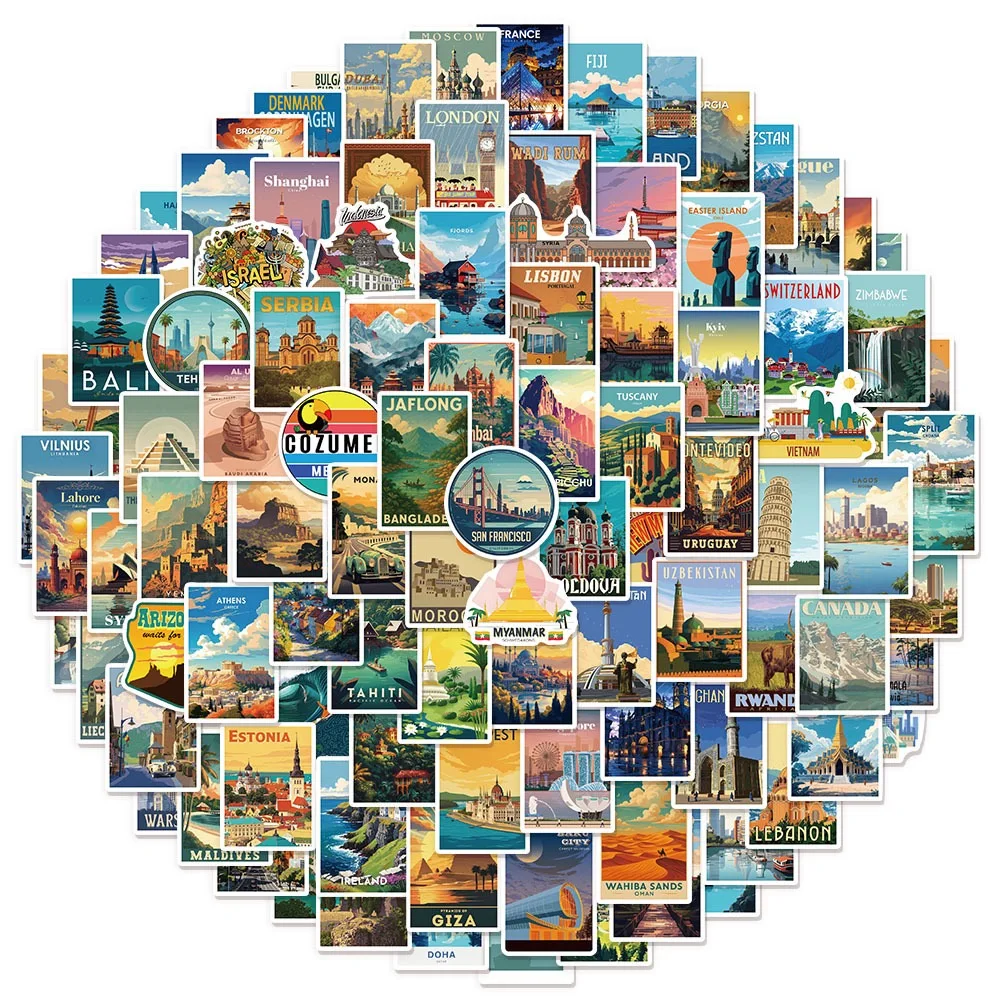 

10/50/100PCS Mixed World Famous National Park Stickers DIY Travel Luggage Guitar Skateboard Cool Graffiti Sticker Decal Kid Toy
