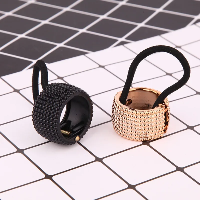 Women Vintage Ponytail Holder Buckle High Elastic Clip Hair Rope Fashion Simple Round Hair Ties Rings Headwear Hair Accessories