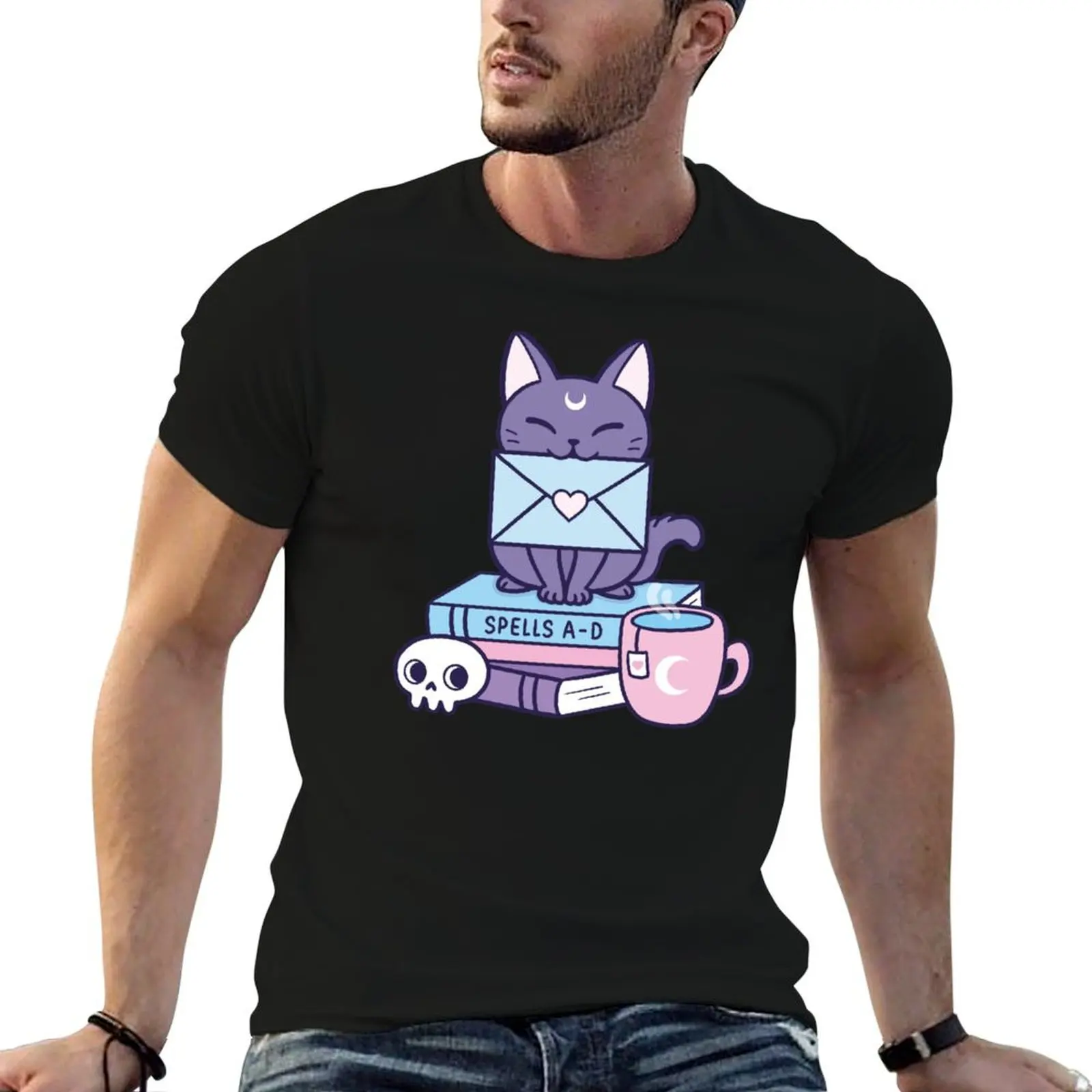 Black Magic Mail Kitten Nikury T-Shirt Lightweight Print T-Shirt