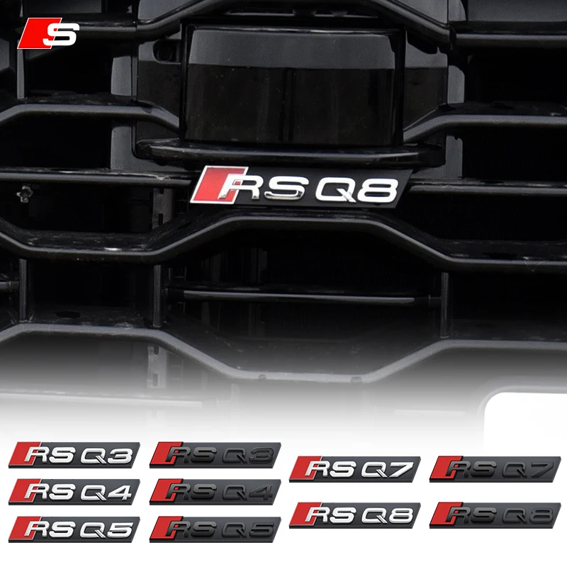 Значок на переднюю решетку автомобиля серии RS, декоративные наклейки, автомобильные аксессуары для Audi RSQ3, RSQ5, RSQ7, RSQ8, RSQ4, аксессуары для автостайлинга