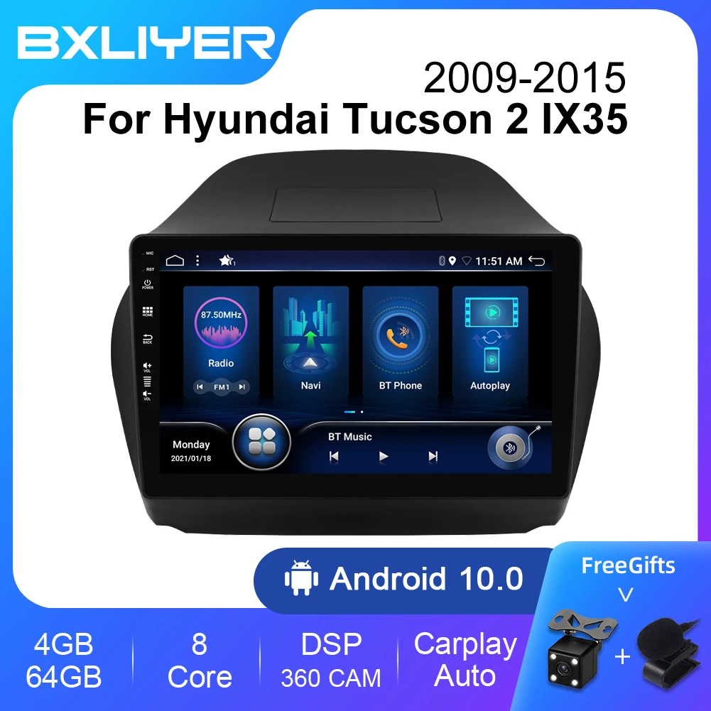 Android 12.0 Car Radio For Hyundai Tucson 2 LM Ix35 2009-2015 Multimedia Player 2Din Navigation GPS DSP Carplay DVD Head Unit