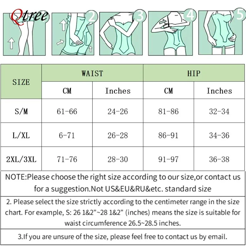 Qtree Women Bodysuit Butt Lifter Shapewear Waist Trainer Body Shaper Strappy-Back Chest Enhancing Corrective Underwear Corset