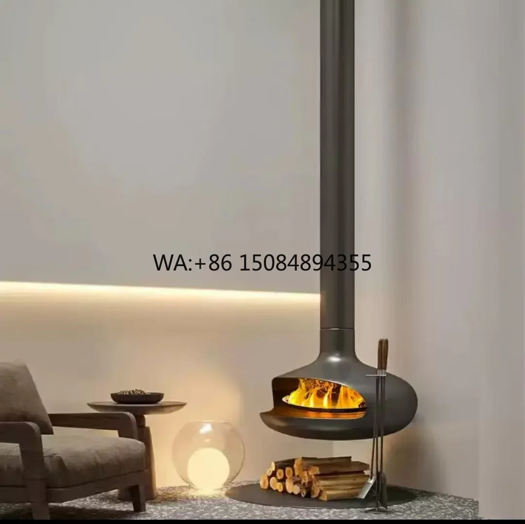Modern Design Indoor Freestanding Fireplace Hot Sale Wall-Mounted Wood-Burning Stove Cast Iron & Steel Material