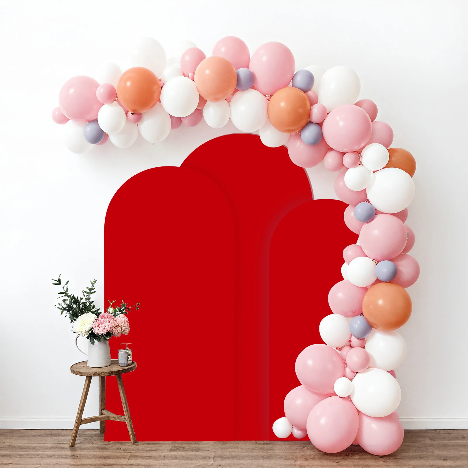 

6 футов, 6,6 футов, 7,2 фута, красная крышка арки, 2 внешних тканевых арки из спандекса, фон для дня рождения, свадебной арки, украшение