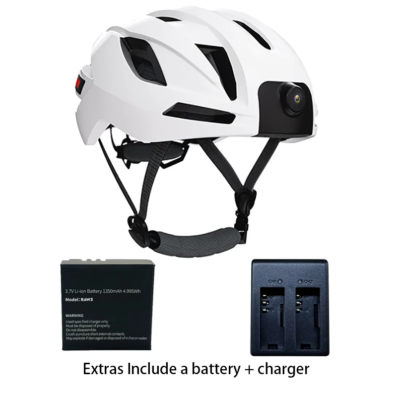 RAW3 Smart Motorcycle Helmet 1080P HD Camera WiFi Bluetooth GPS Voice Video Recording Built-in Battery & Charger Cycling Caps