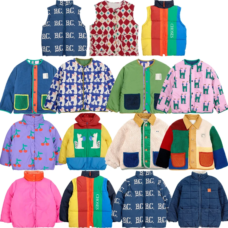 2024 New A/W Boys Girls Can Be Worn on Both Sides Cotton Jacket Kids Cartoon Fleece Jacket Children's Thick Warm Cotton Padded