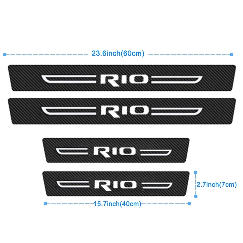 Carbon Fiber Car Door Sill Threshold Anti Scratch Stickers Waterproof Decals Tape Interior for KIA Rio Logo 3 2 4 1 Accessories