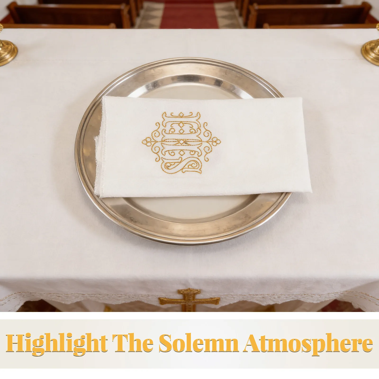 Cotton Linen Purificator for Mass 44x25cm Embroidered Catholic Church Altar Linens White Traditional Liturgical Towel