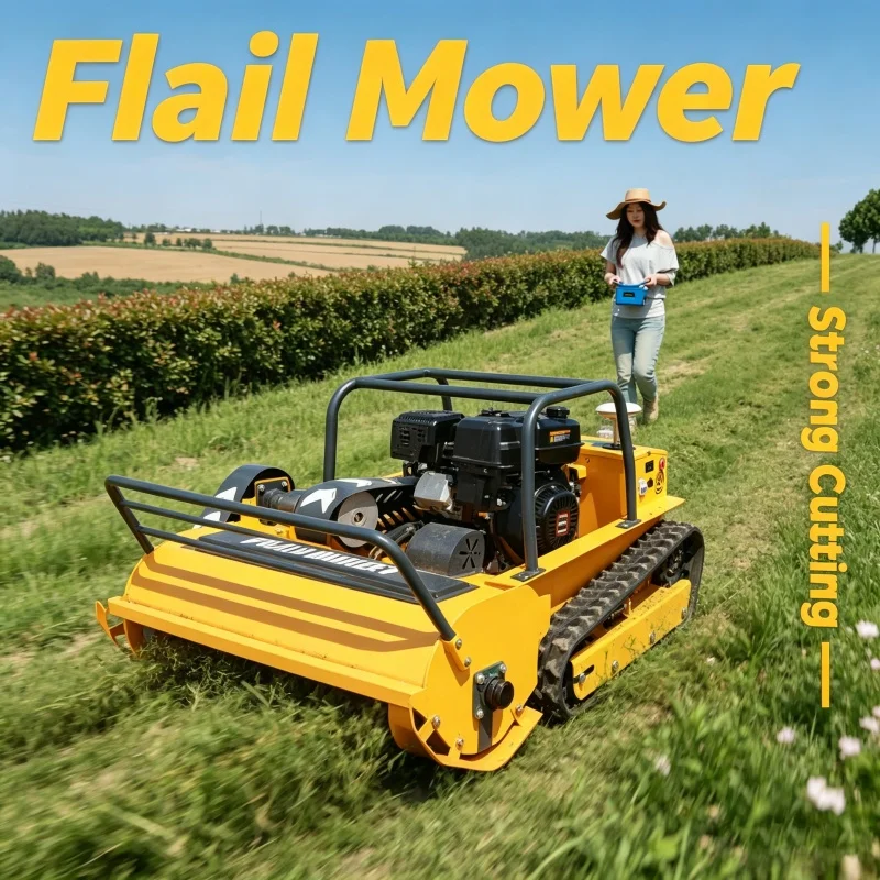 Customized Factory Direct Remote Control Crawler Lawn Mower, Tracked Lawn Mower for Steep Hillside Grass Trimming, Special Lawn