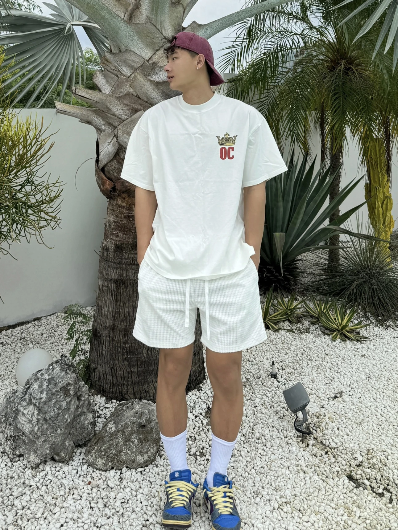 

Minimalist American Style Beach Checkered Short Shorts Men's Casual Summer Loose Four-Fifths Length Knee-Height Pants