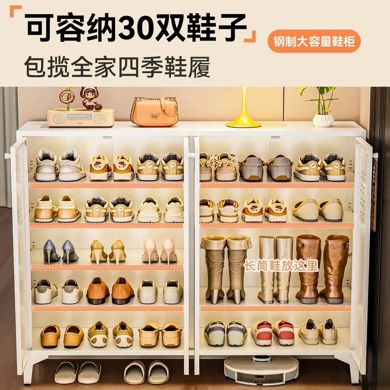 for Steel Shoe Cabinet Door Living Room Entrance Storage Cabinet Integrated Large Capacity Multi-layer Household