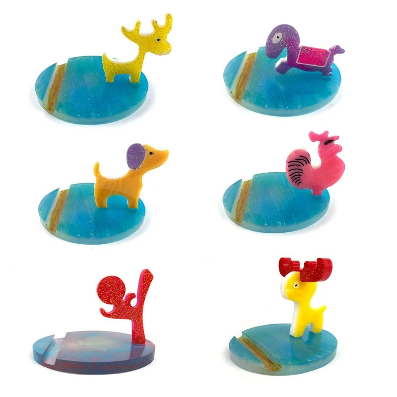 Animal Mobile Phone Bracket Drop Glue Mold Diy Round Mobile Phone Bracket Puppy Deer Mobile Phone Bracket Silicone Mold