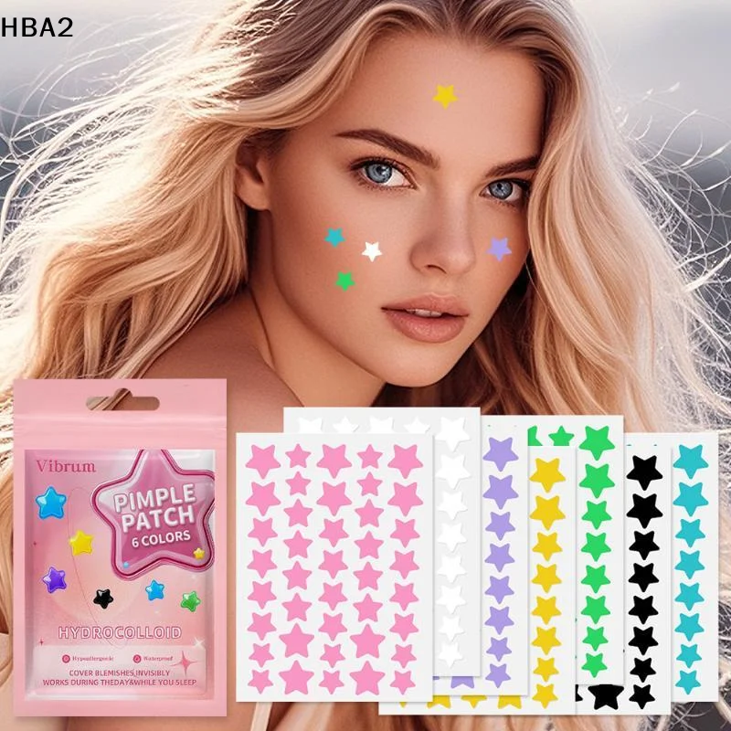 7/14/21/28 Sheets Hydrocolloid Star Pimple Patches 7 Colors Waterproof Hypoallergenic For Overnight Blemish Care Daily Skincare