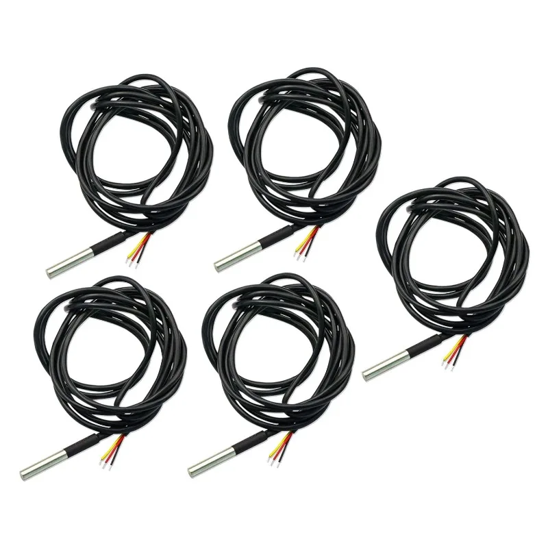 5Pcs DS18B20 Temperature 2M Sensor Waterproof Temperature Sensor with Digital Thermal Stainless Steel Tube Probe for Arduino