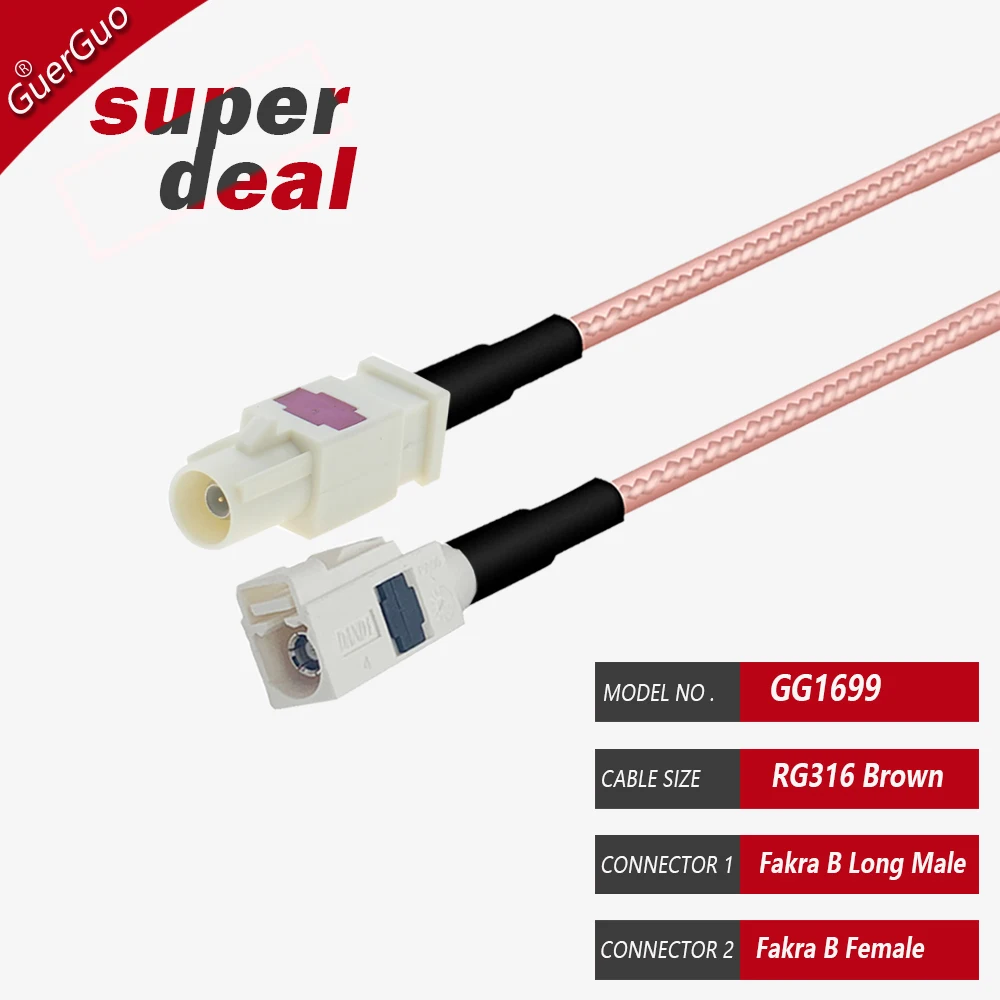 Fakra B RG316 Coax Cable Fakra B Male/Female/Male long Connector Antenna Extension Grey Coaxial Cable for Car Remote Control Key