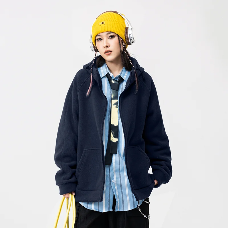 سترة صوف بغطاء للرأس للرجال سترة كاجوال فضفاضة